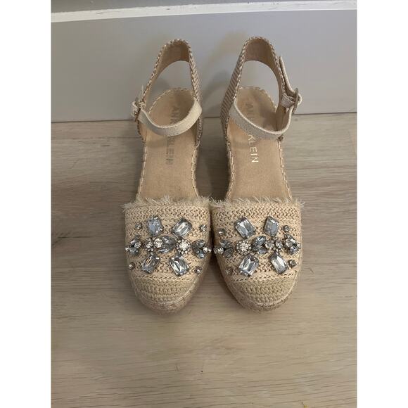 ANNE KLEIN Lenox Crystal Embellished Espadrille Wedges - Picture 4 of 6